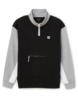 Brixton Alton Mock Neck Zip Sweater (black/grey/heather...